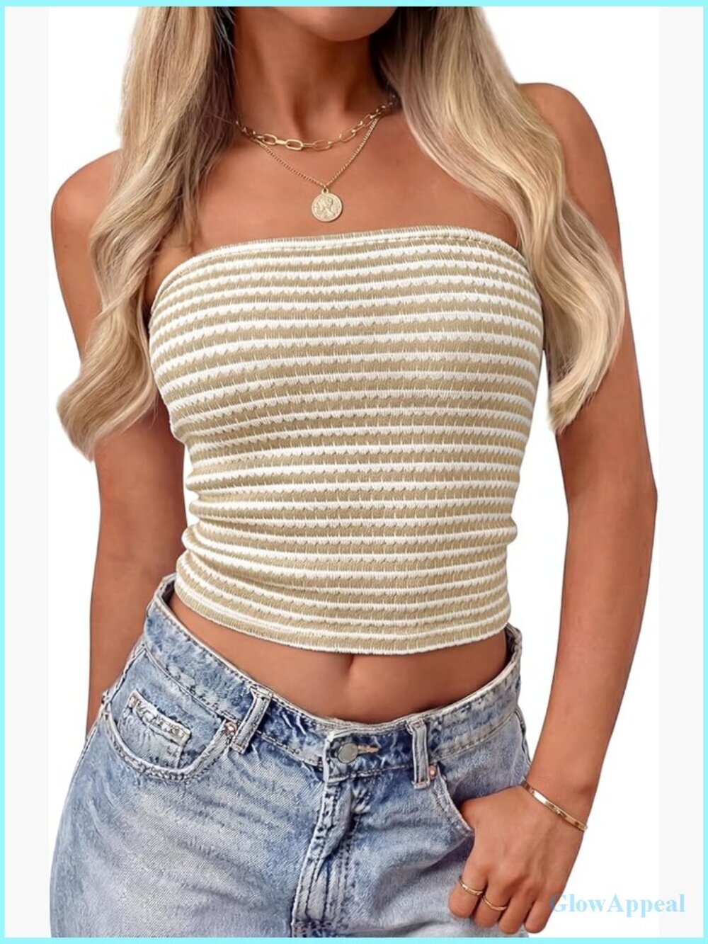 Striped Strapless Crop Tube Top Knit Bandeau Y2K Summer Going Out